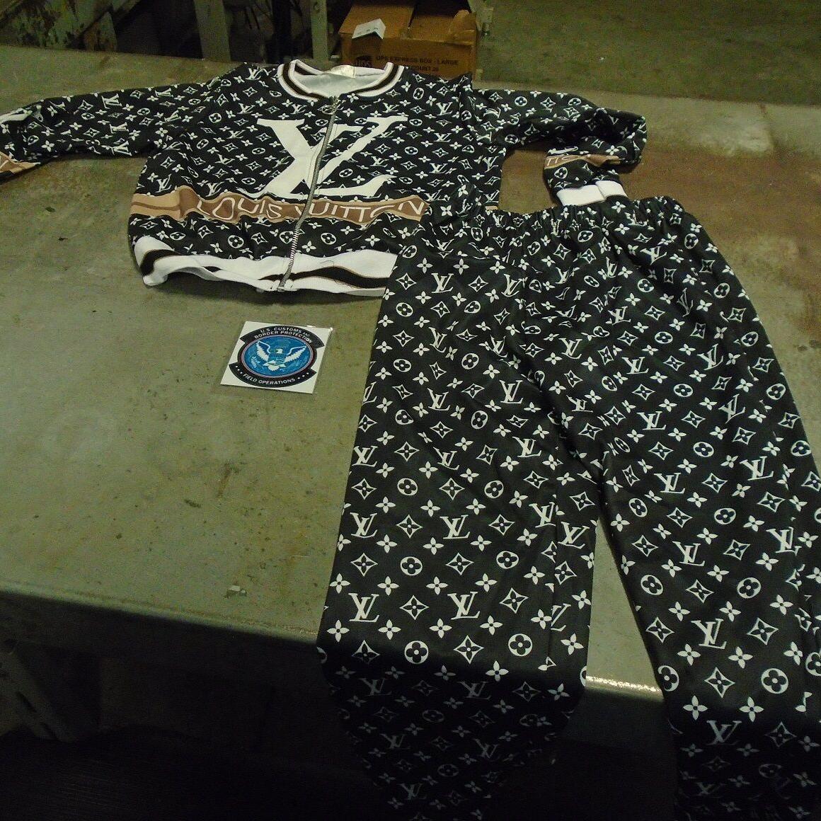 Counterfeit Louis Vuitton clothes seized at Louisville International Airport on Sept. 17, 2020